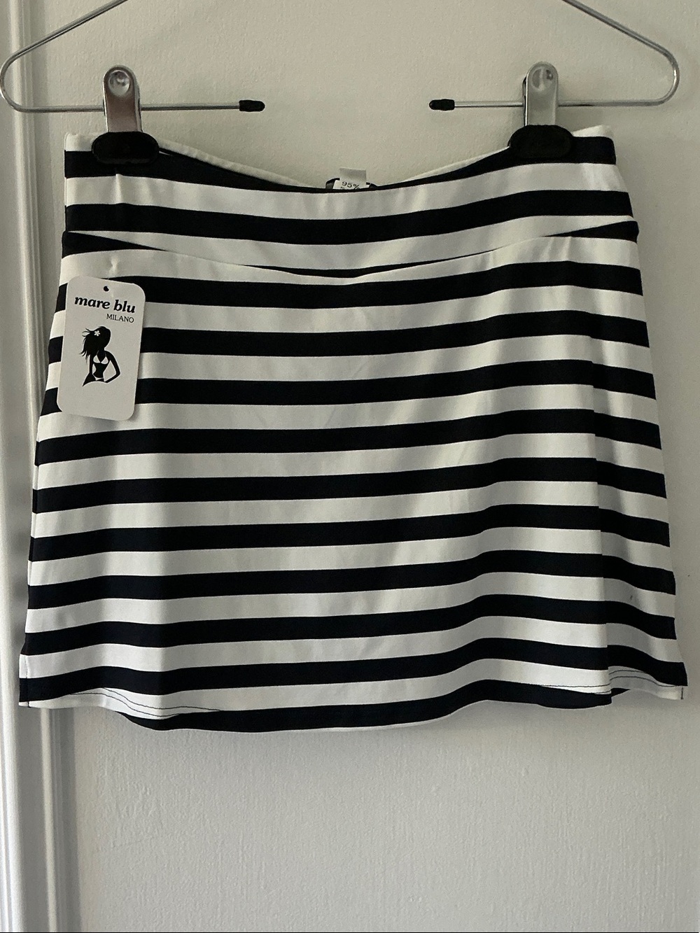 Marineblu Black and White Horizontal Stripe Mini Skirt